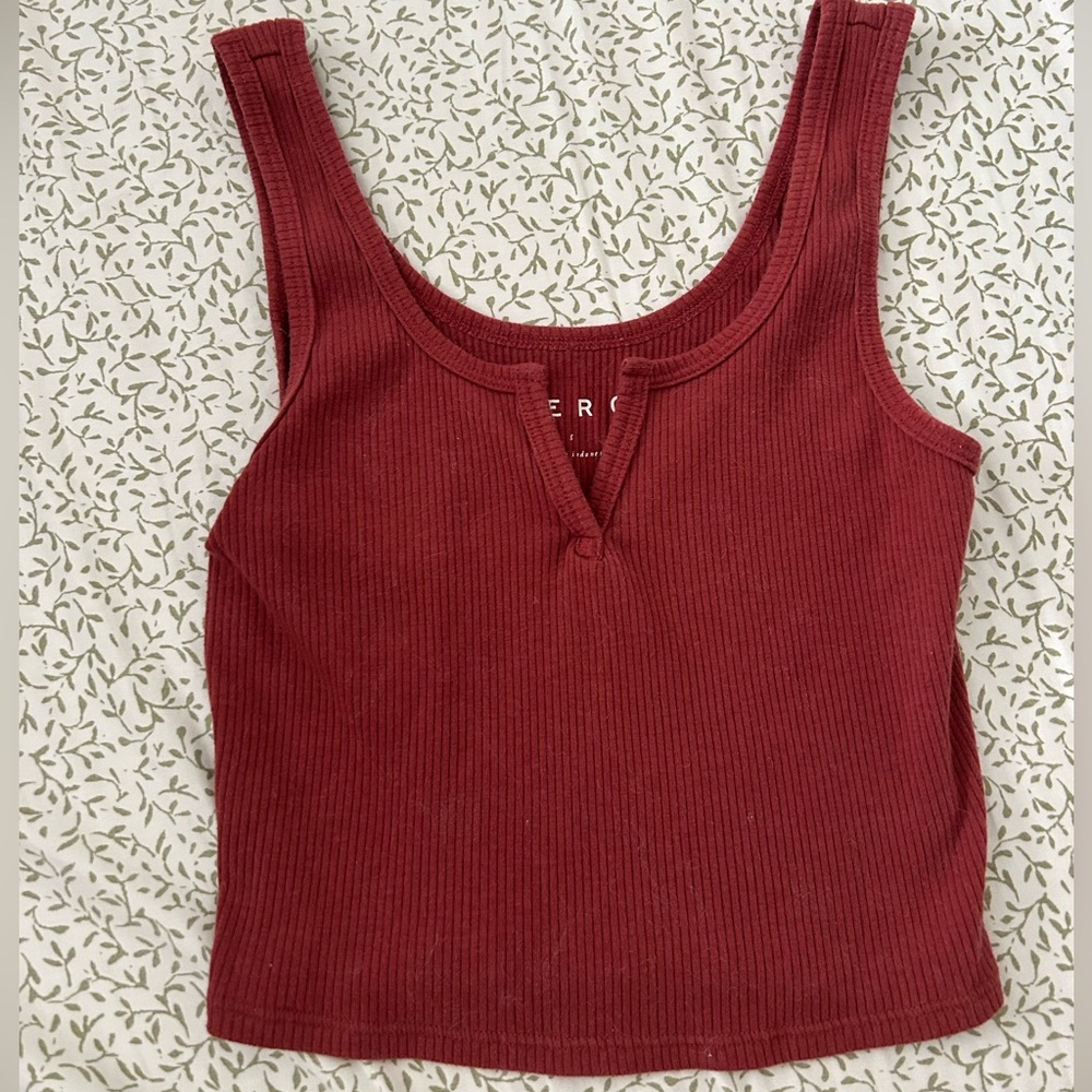 Aerie Red Ribbed Tank Top